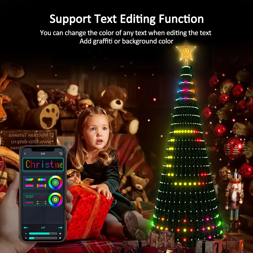 Luces LED de hadas Multicolor para árbol de Navidad, cadena de estrella, cascada, aplicación de Navidad, Bluetooth, hogar, patio, bricolaje, programable - imagen 4