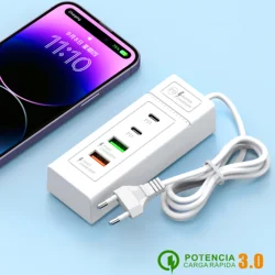 Cargador USB rápido de escritorio con cable para teléfono y oficina