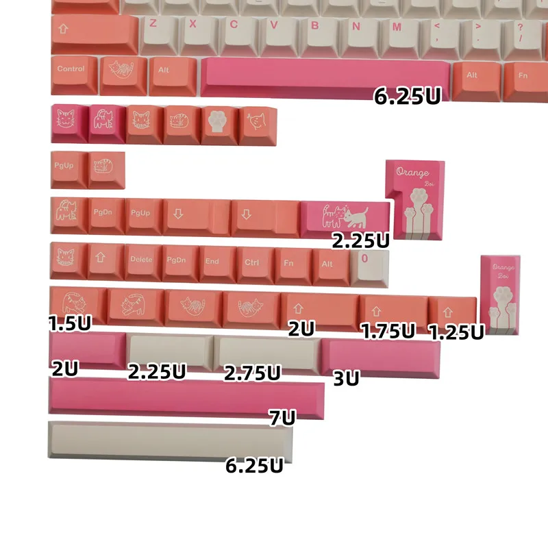Teclas GMK Orange Boi de 142 teclas, perfil de cereza, teclado mecánico de sublimación de tinte PBT para interruptor MX con cambio 1.75U 2U - imagen 5