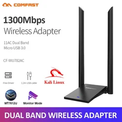 Adaptador WiFi USB 3.0 COMFAST MT7612U Dual Band 1300Mbps