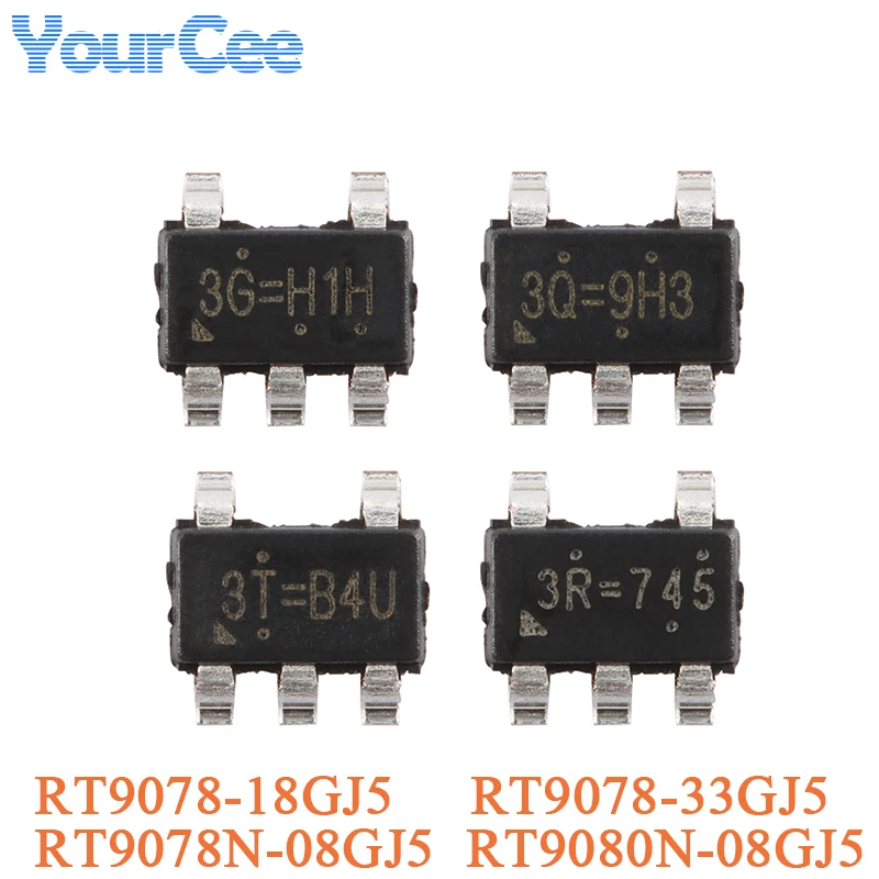 20 piezas RT9078 RT9078-18GJ5 RT9078-33GJ5 RT9078N-08GJ5 RT9080N-08GJ5 TSOT-23-5 2uA IQ 300/600mA Chip regulador lineal de baja caída