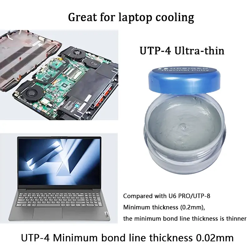 UPSIREN UTP-4 ultrafino para ordenador portátil RAM GPU IC procesador enfriamiento rápido almohadilla térmica reemplazo masilla de bloqueo de calor - imagen 3