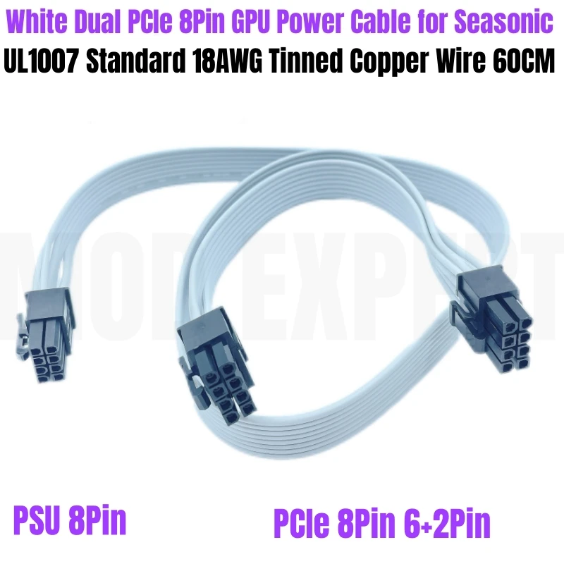 Cable de alimentación de tarjeta gráfica GPU PCIe Dual, 8 pines, 6 + 2 pines, para Seasonic FOCUS, GX-1000, GX-850, oro blanco, potencia Modular completa - imagen 2