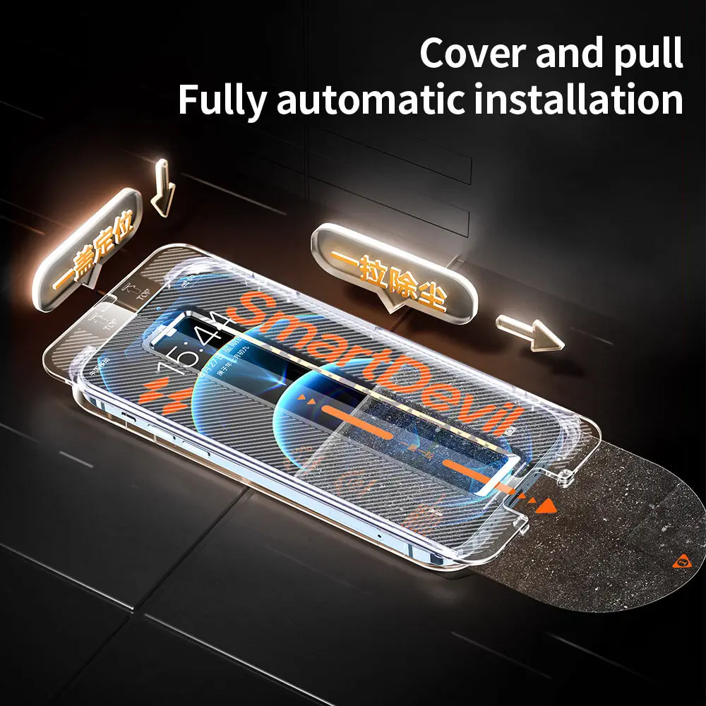 SmartDevil-Protector de pantalla para iPhone 14 Pro Max 13, Protector de pantalla de un toque de vidrio templado, fácil de instalar, borde a borde, transparente - imagen 2