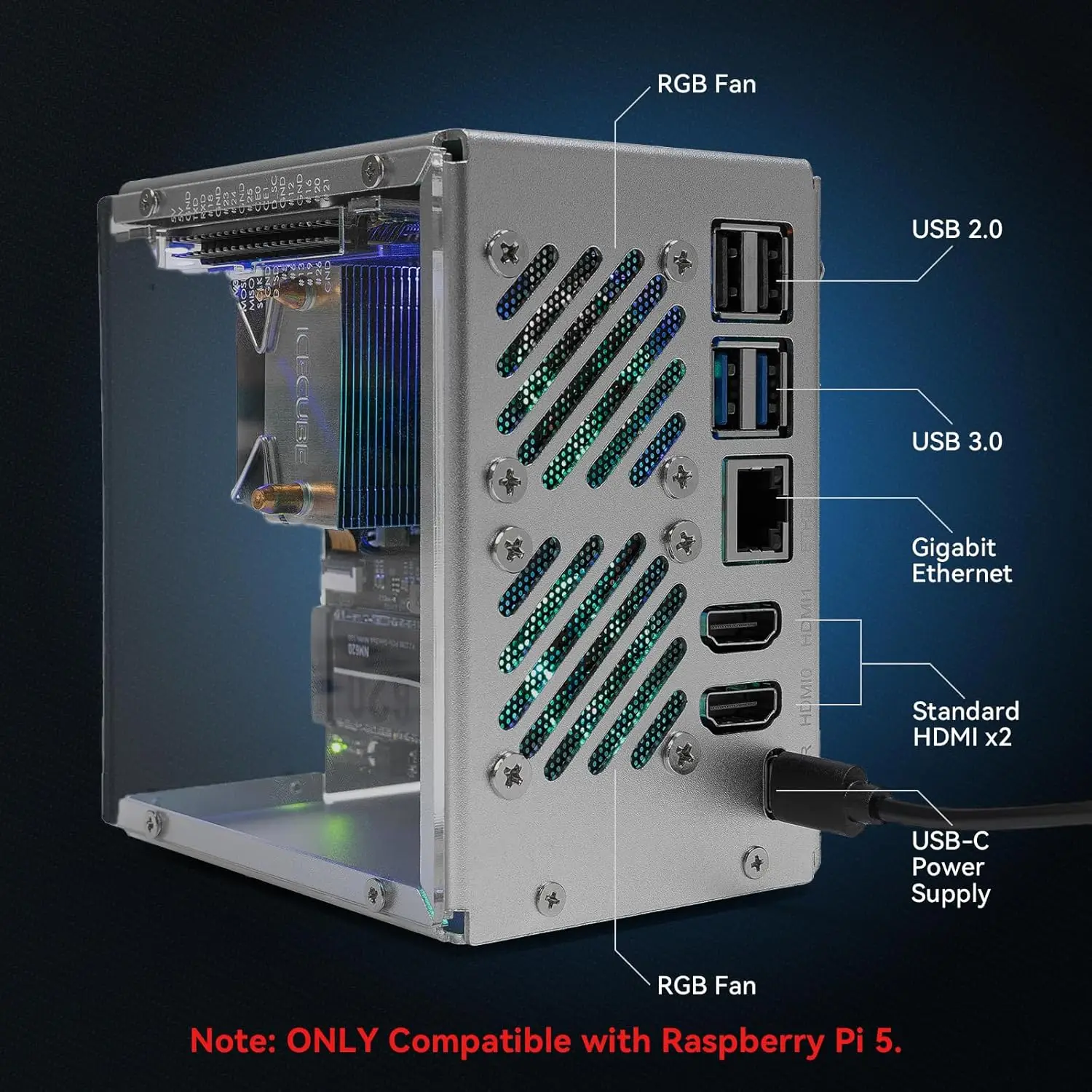 Pironman 5: Caja para Raspberry Pi 5 con NVMe y refrigeraciónેણ - imagen 4
