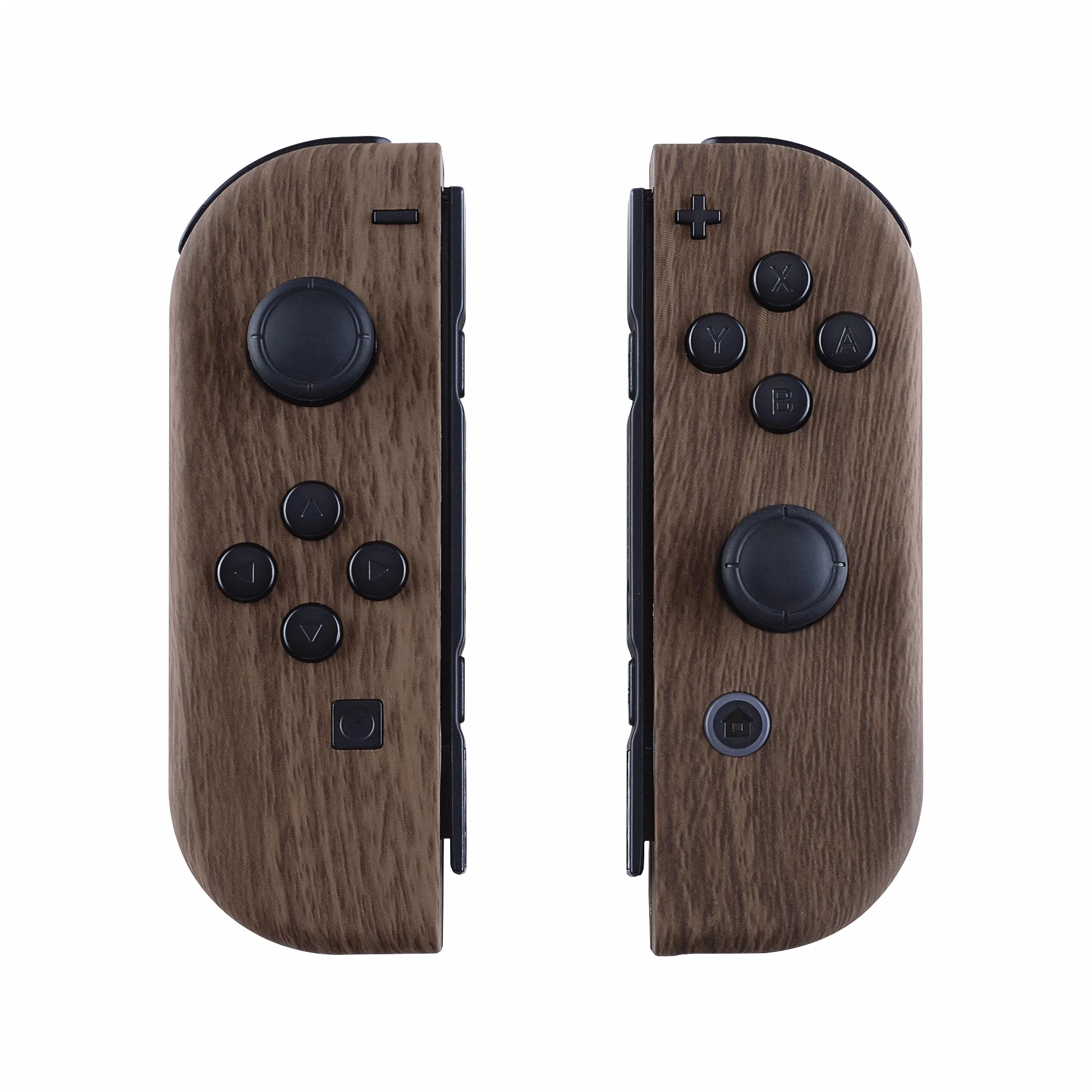 EXtremeRate-carcasa de controlador táctil suave, conjunto completo de botones para Nintendo Switch, JoyCon y OLED, grano de madera