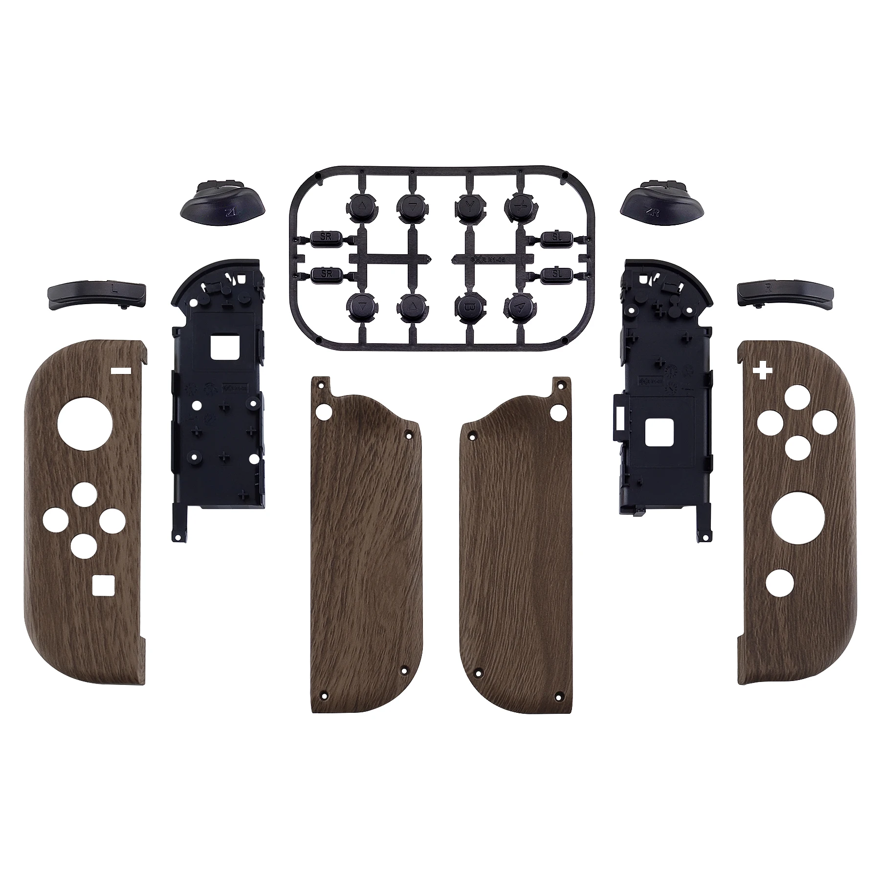 EXtremeRate-carcasa de controlador táctil suave, conjunto completo de botones para Nintendo Switch, JoyCon y OLED, grano de madera - imagen 2