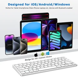Teclado de tableta español inalámbrico para tableta iPad Inglés Español Ruso Árabe Portugués Francés Italiano Alemán Japonés Teclado portátil Diseño delgado y liviano para iOS Android Windows Batería incorporada grande