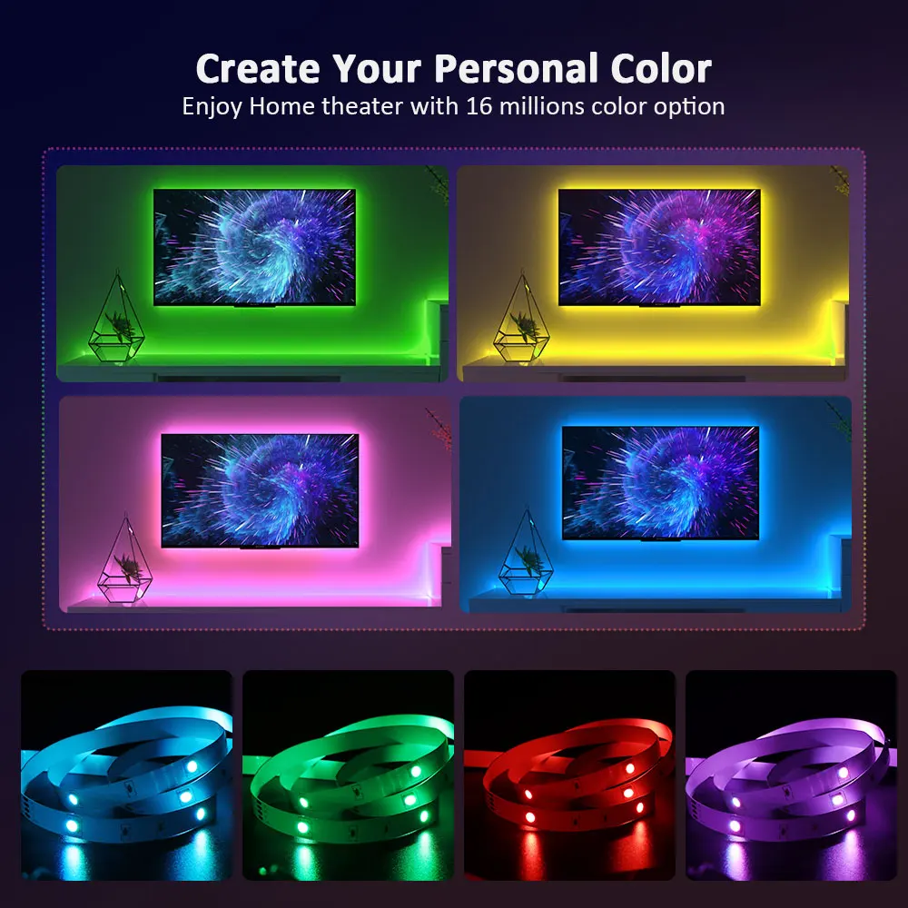 Cinta LED RGB 5050 para TV con Bluetooth y Control App 5V USB - 16M Colores - imagen 4