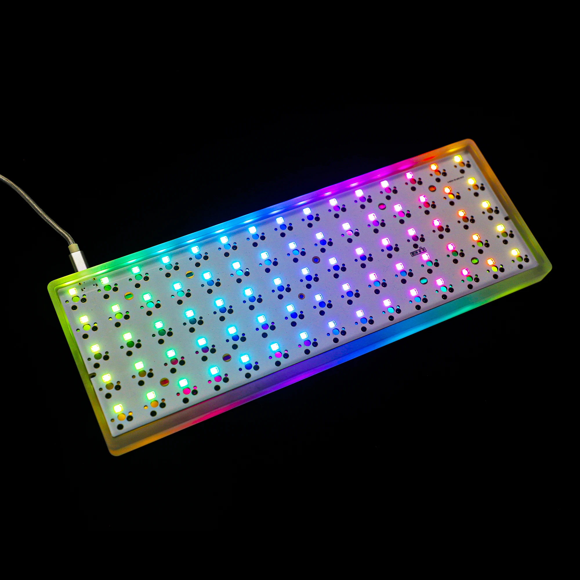 Kit de teclado mecánico ID75 Idobao x YMDK, 75 teclas, diseño ortolinear a través de la placa de la caja de acrílico, intercambio en caliente intercambiable, PCB RGB - imagen 3