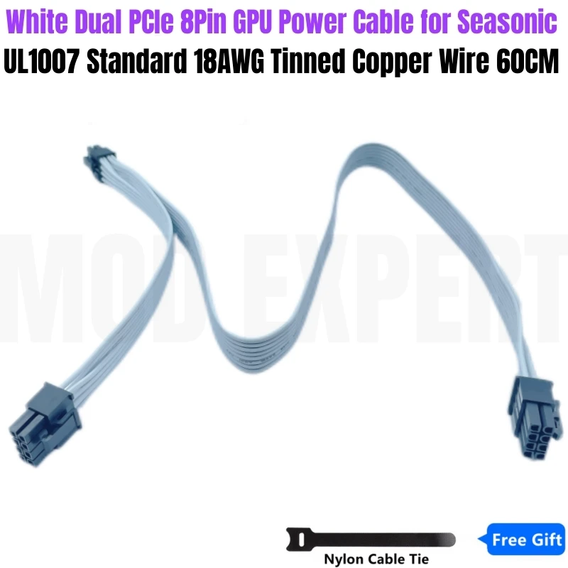 Cable de alimentación de tarjeta gráfica GPU PCIe Dual, 8 pines, 6 + 2 pines, para Seasonic FOCUS, GX-1000, GX-850, oro blanco, potencia Modular completa - imagen 3