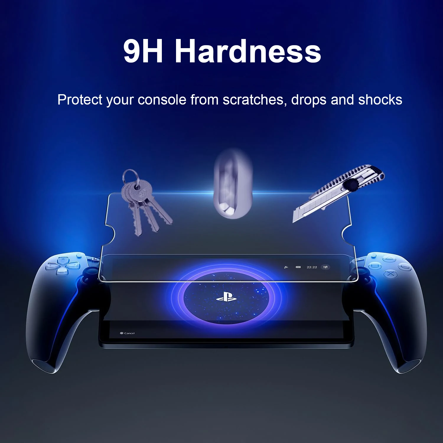 Paquete de 2 unidades de vidrio templado 9H para Portal PlayStation, Protector de pantalla de borde redondo con burbujas antihuellas, película de 0,3mm para Portal PS - imagen 3