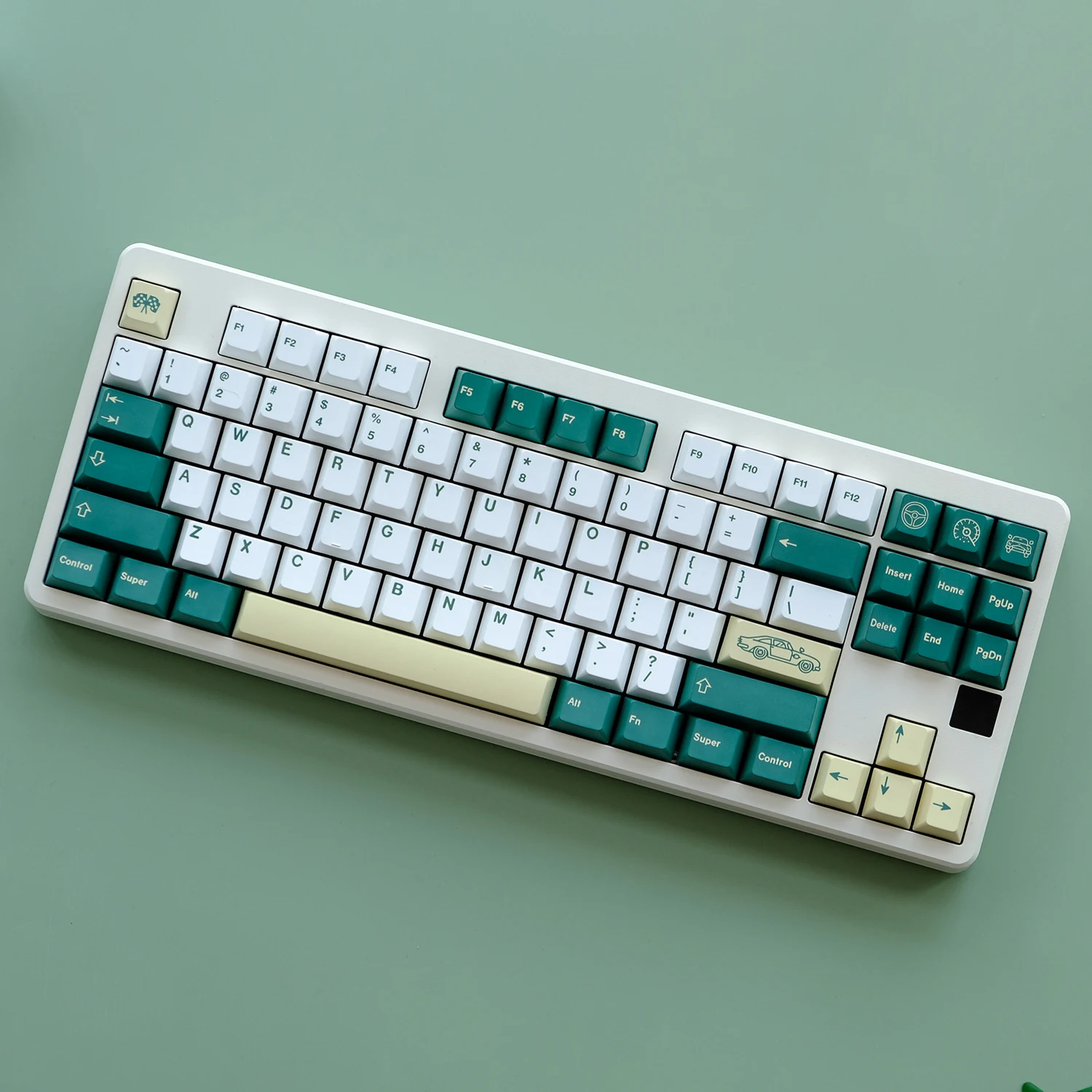 GMK-teclas verdes de carreras británicas, Teclado mecánico con tinte PBT, sublimación, perfil Cherry, para interruptor MX, 1,75u, 2U, 124 teclas - imagen 4