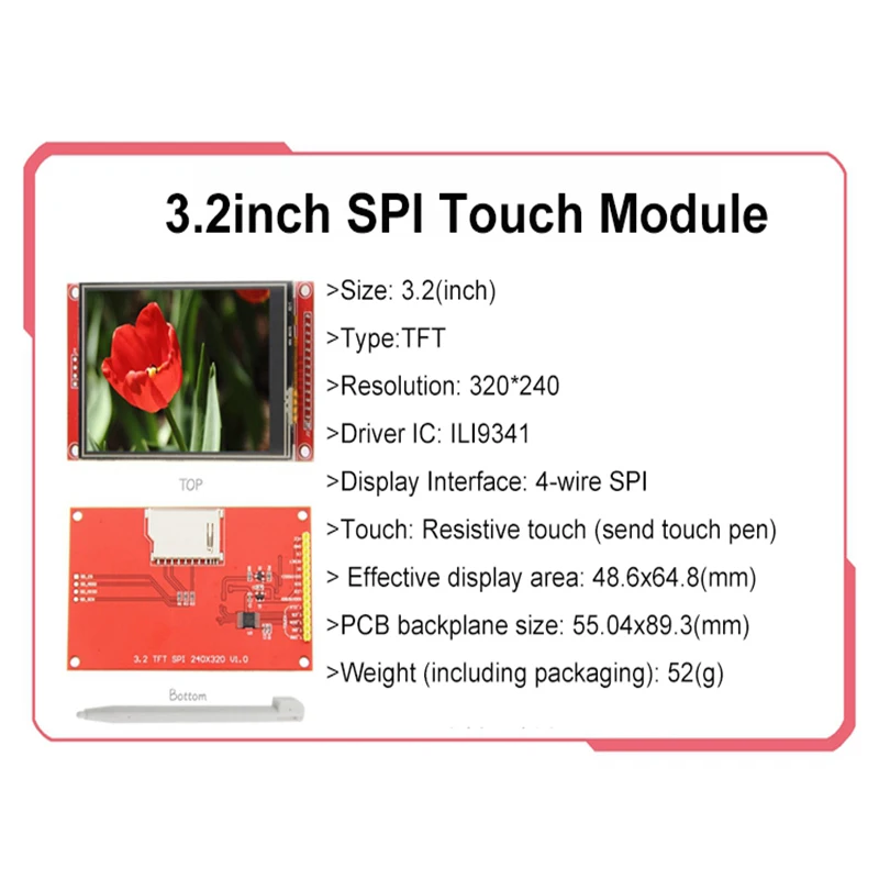 Pantalla LCD táctil TFT de 3,2 pulgadas, 320X240, controlador ILI9341, módulo LCD en Color SPI de 3,2" para Arduino - imagen 5