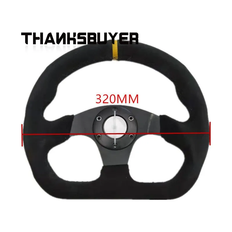 Anillo rojo amarillo modificación de automóvil cuero de terciopelo RC volante de deriva de carreras plano tipo D de 13 pulgadas 320mm - imagen 3