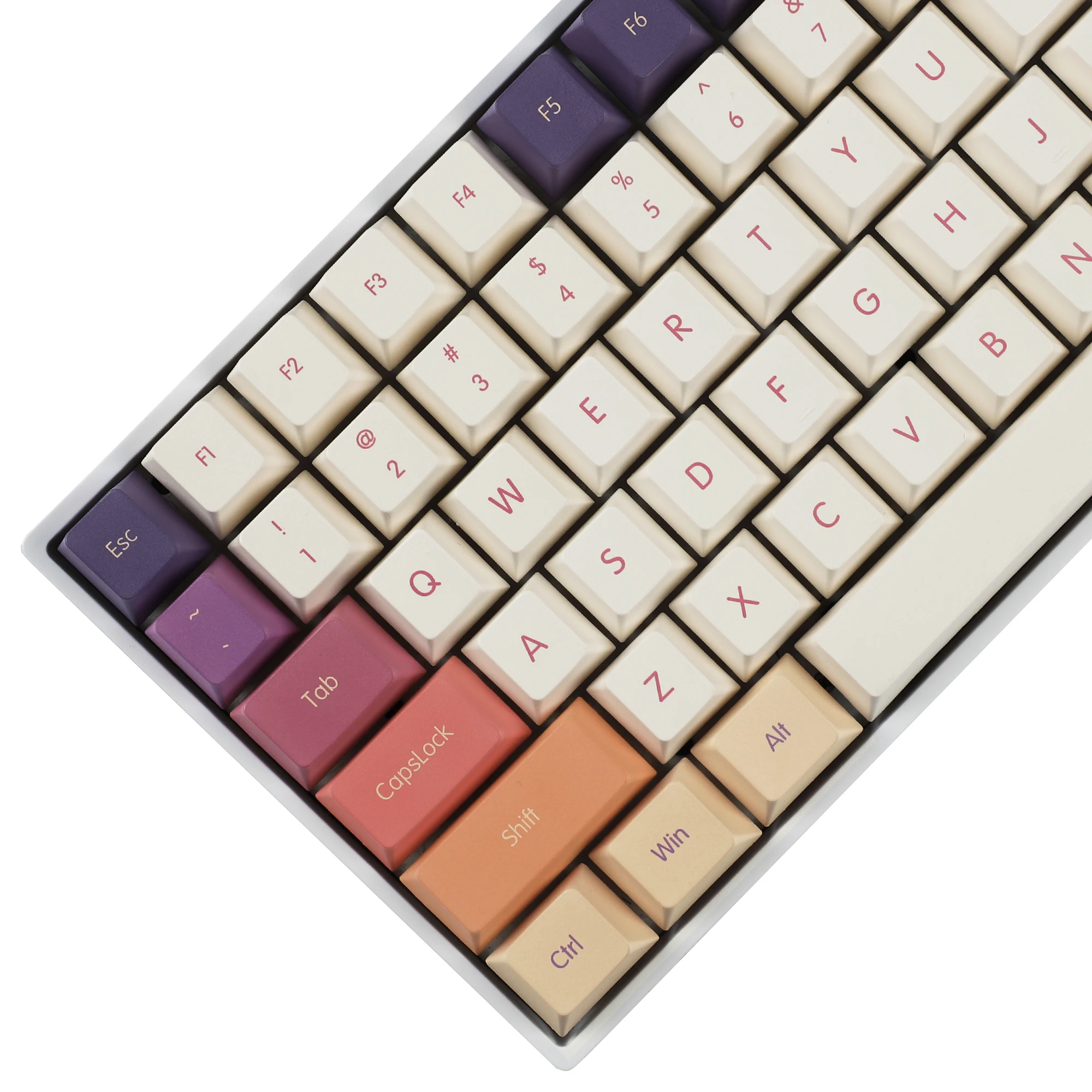 Teclas de nube de humo para teclado ANSI 143 TKL GK61 96 75 GMMK NCR80 Mx, 5 lados, PBT grueso, con tinte de perfil de cereza, 104