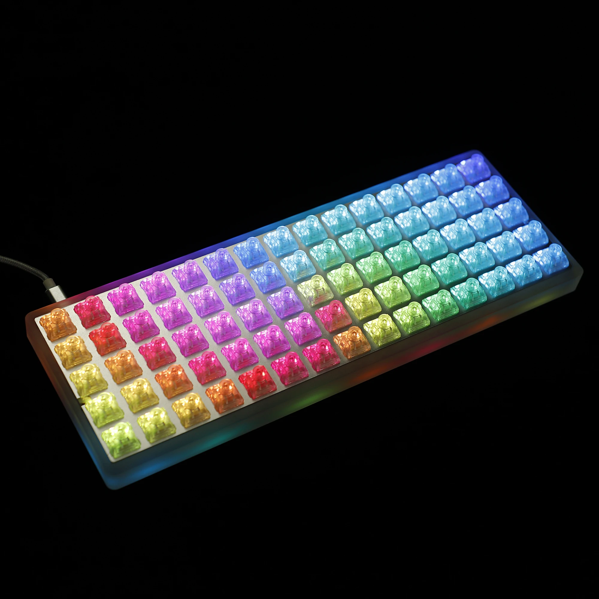 Kit de teclado mecánico ID75 Idobao x YMDK, 75 teclas, diseño ortolinear a través de la placa de la caja de acrílico, intercambio en caliente intercambiable, PCB RGB - imagen 2