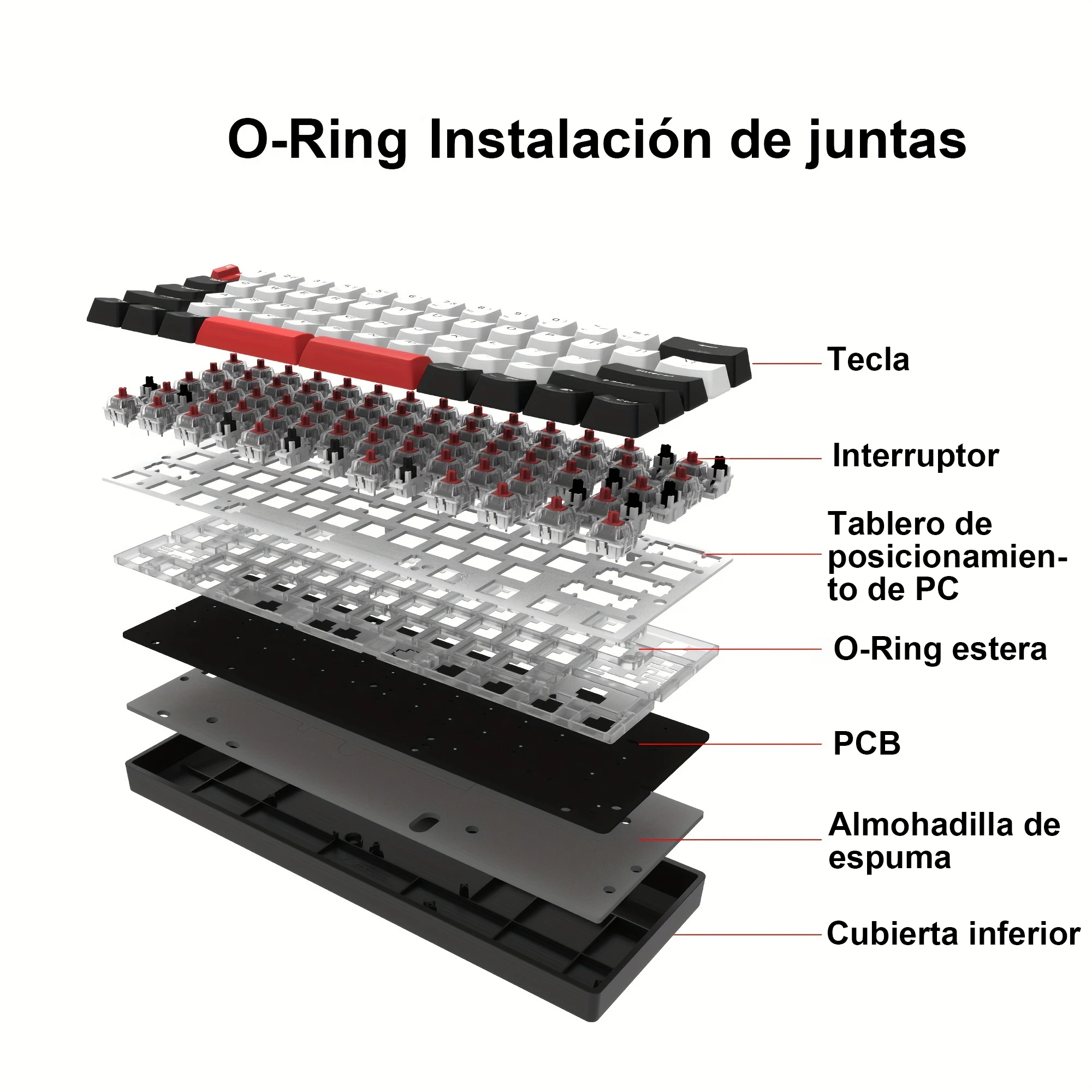 SKYLOONG GK61 QMK/VIA teclado con cable Diseño 60% interruptor mecánico táctil silencioso tecla de espacio dividido intercambiable en caliente Tecla PBT Teclado para juegos con retroiluminación RGB - imagen 4