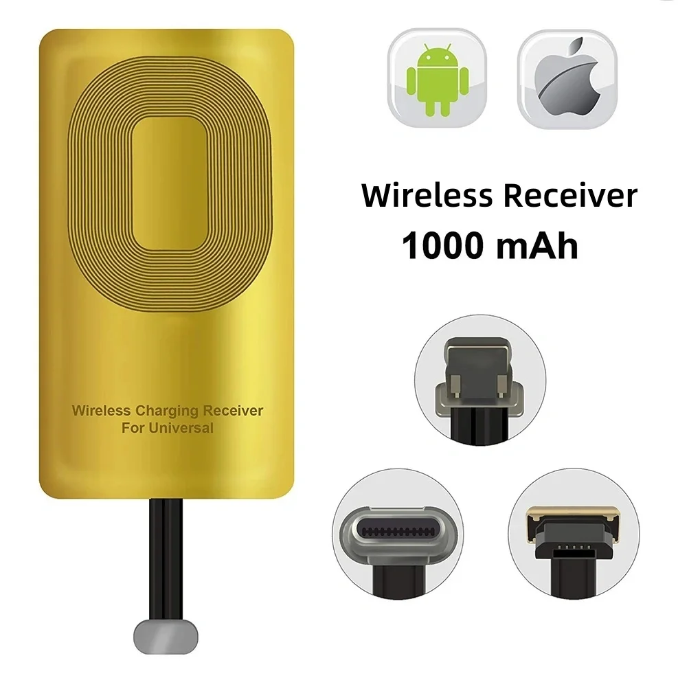 Receptor de carga inalámbrica Universal Micro USB tipo C para Samsung Redmi Note iPhone 5S 6 7 SE adaptador de cargador inalámbrico Android
