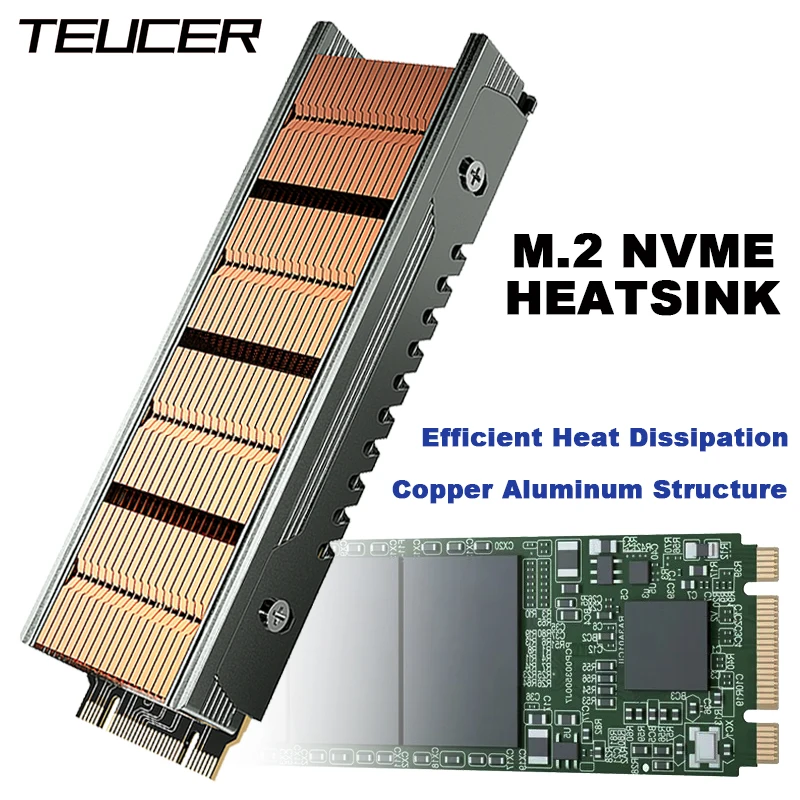 Radiador de cobre del disipador de calor SSD TEUCER M.2 NVME con almohadilla térmica de alto rendimiento