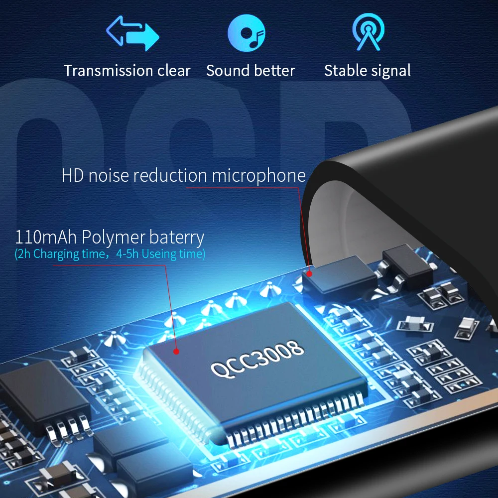 VAORLO-receptor de Audio con Bluetooth 5,0, adaptador inalámbrico de música estéreo 3D con conector AUX de 3,5mm y micrófono, manos libres para auriculares y altavoces de coche - imagen 4