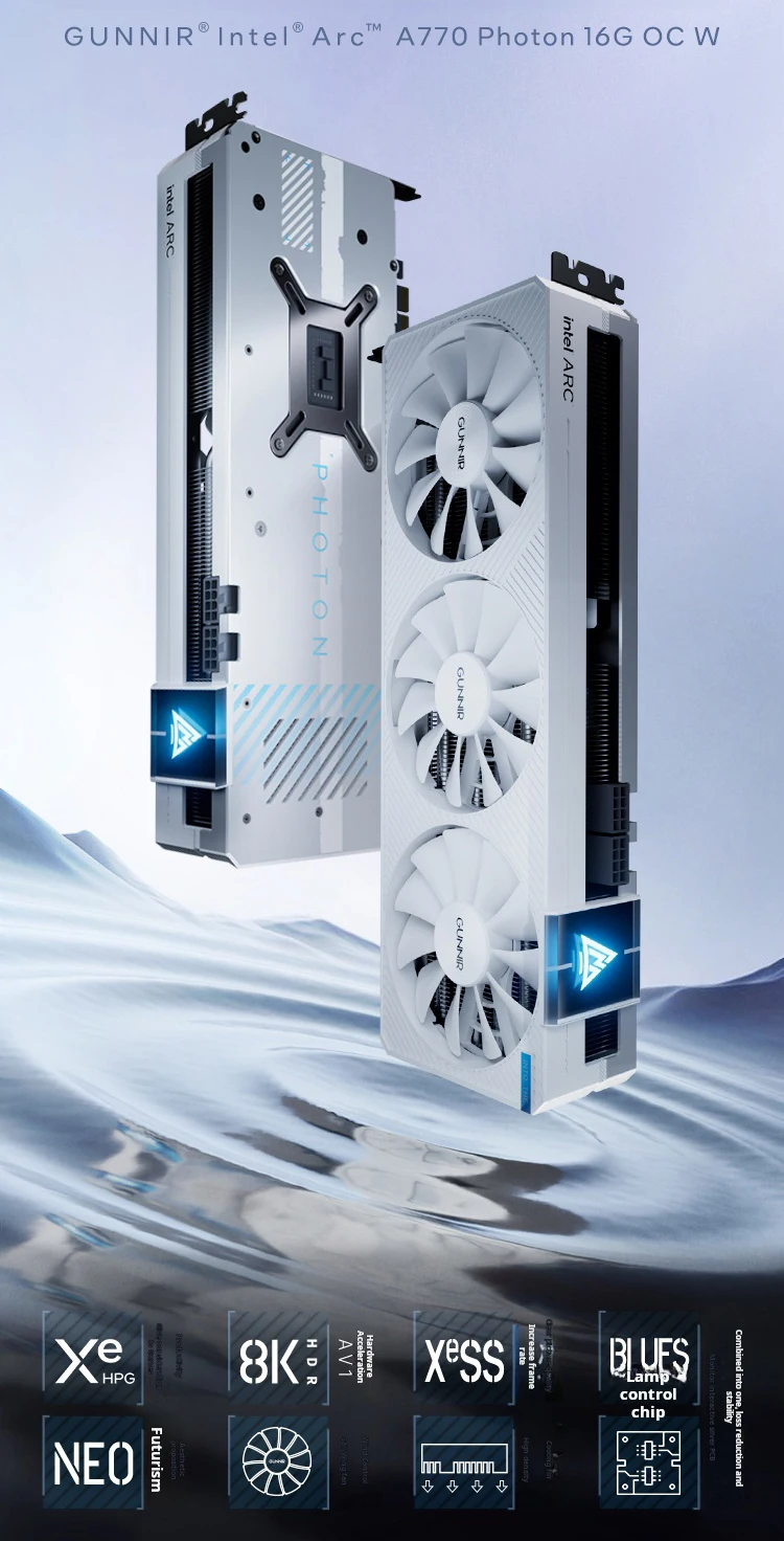 Nueva tarjeta gráfica Original GUNNIR Intel Arc A770 Photon 16G OC GDDR6, 2400 Mhz 16GB 256 bits GDDR6, PCIE 4,0, tarjeta de vídeo con ventilador - imagen 5