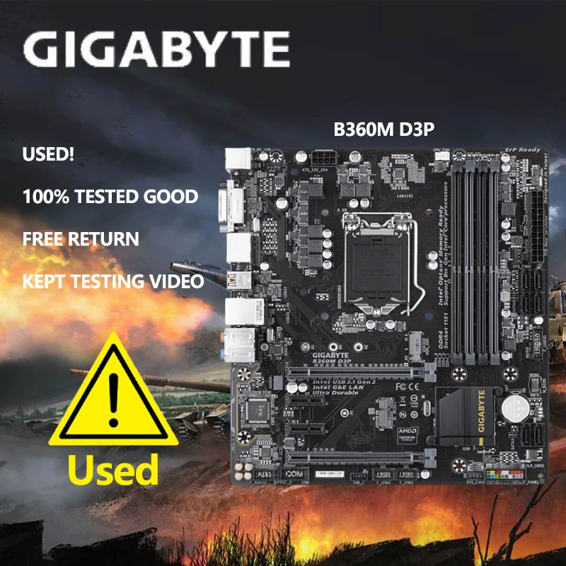 GIGABYTE-placa base B360M D3P, M-ATX, Intel B360, LGA1151, DDR4, SATA3, M.2, DVI-I, DP