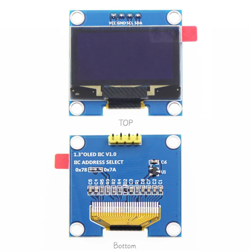 Módulo de pantalla OLED de 1,3 pulgadas 1,3 "IIC I2C SH1106 128X64 Módulo de pantalla OLED azul/blanco de 4 pines para Arduino IDE/Raspberry Pi - imagen 4