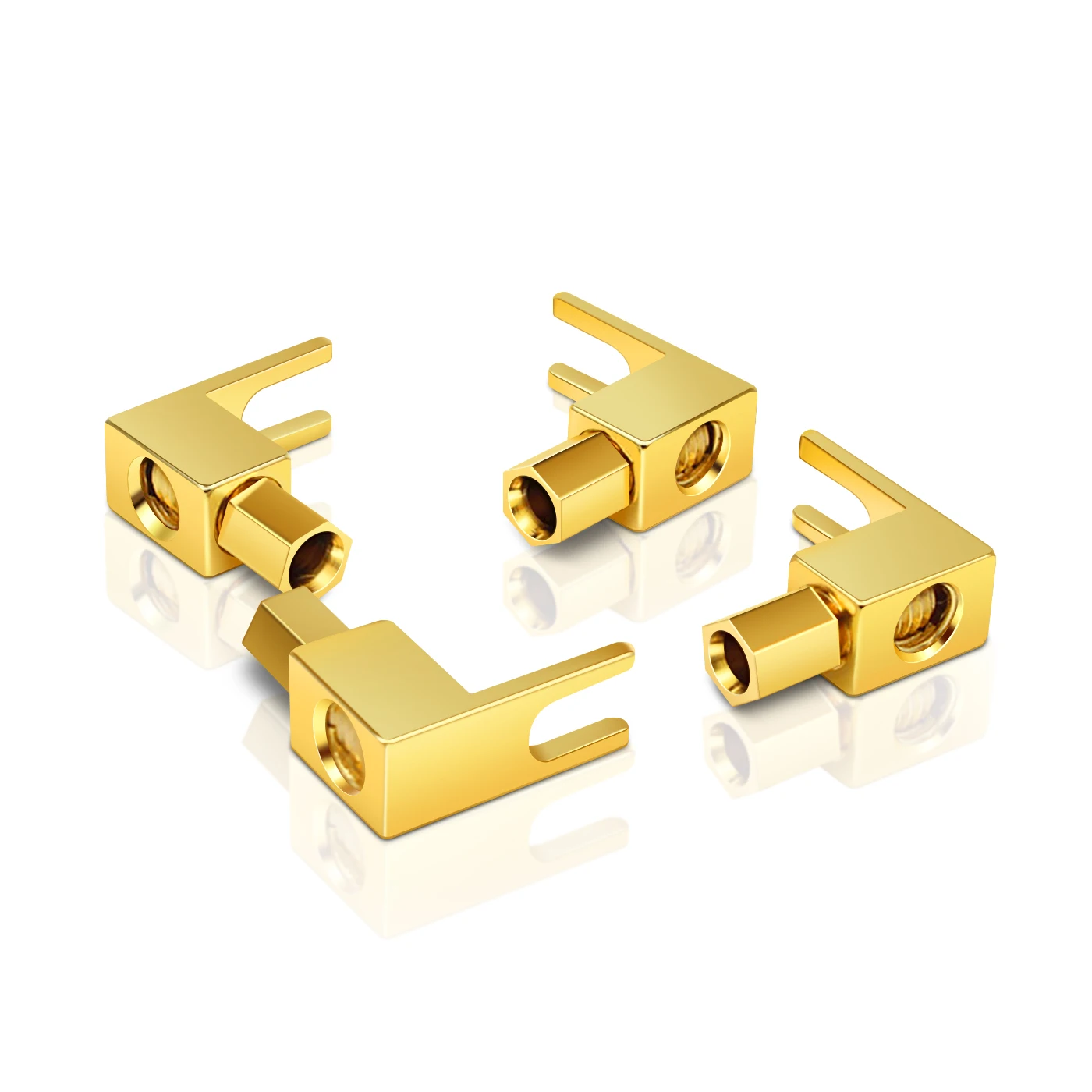 Conector Jack de horquilla de altavoz chapado en oro de alta calidad, enchufe de pala para adaptador de enchufe Banana U de 4mm a pala, 10 Uds. - imagen 2