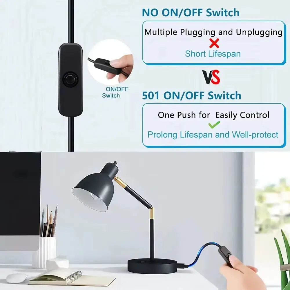 Cable USB macho a hembra con interruptor de encendido/apagado, cable de carga de extensión USB para grabadora de conducción, lámpara de escritorio LED, ventilador USB, tiras LED - imagen 3