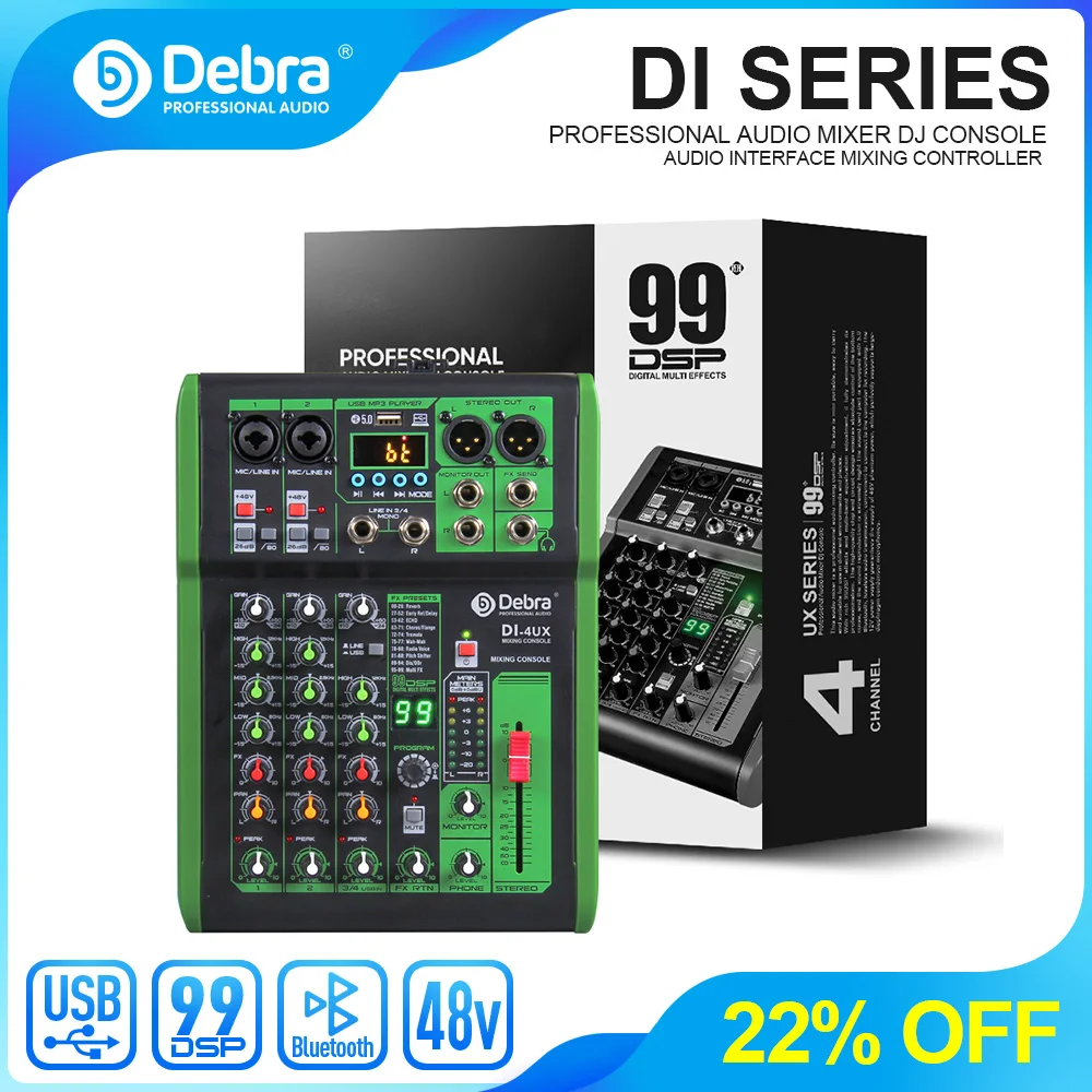Debra DI Pro-mezclador de Audio con 99 efectos digitales DSP, entrada MP3 USB para Karaoke en casa, transmisión en vivo, estudio de grabación - imagen 2