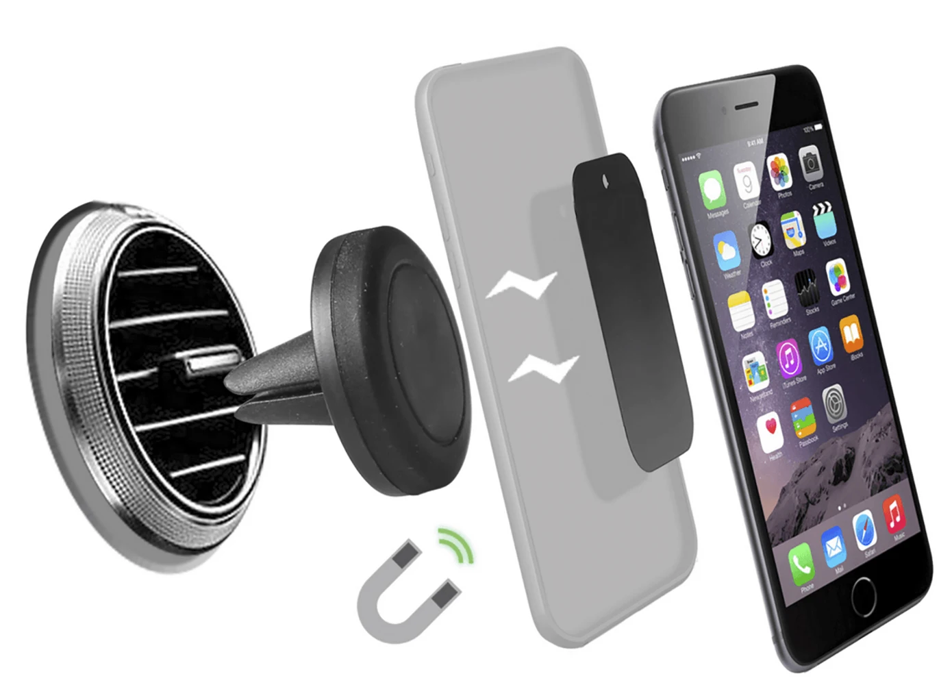 ACTECOM Soporte magnetico para Coche Teléfono Móvil Smartphone 360 Imán Magnético - imagen 2