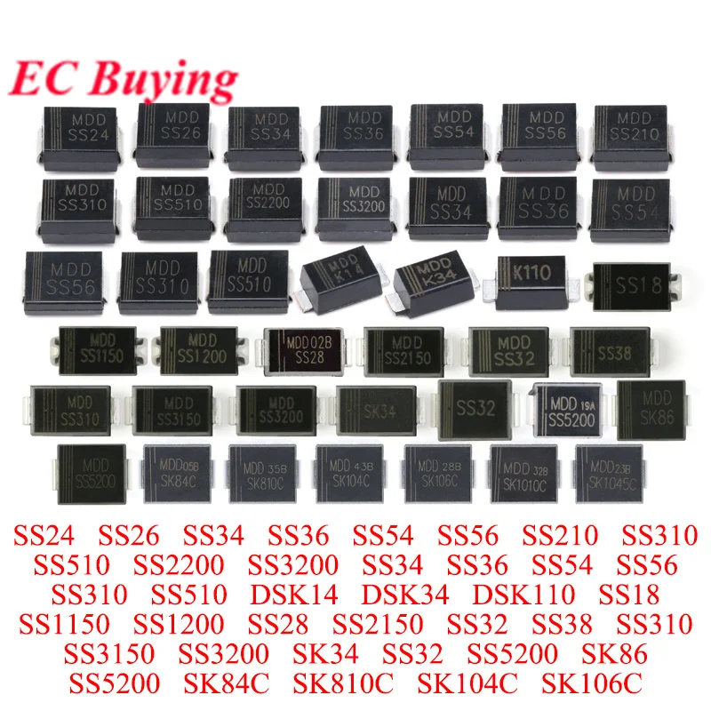 10-100 Uds SS24 SS26 SS34 SS36 SS56 SS210 SS310 SS510 SS2200 SS3200 SS54 DSK14 DSK34 DSK110 SS18 SS1150 SS1200 SS28 SK104C Chips