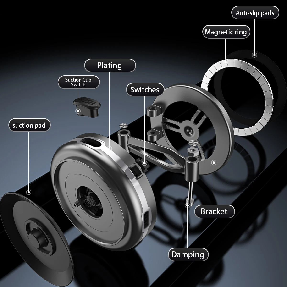 360 °   Soporte magnético para teléfono con ventosa magnética de vacío eléctrico plegable ajustable para espejo de gimnasio de coche todos los teléfonos - imagen 4