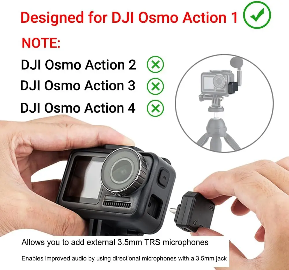 JJC-Adaptador de Micrófono Dual de USB-C, dispositivo solo para cámara DJI Osmo Action 1, compatible con carga de batería y transmisión de datos, 3,5mm - imagen 2