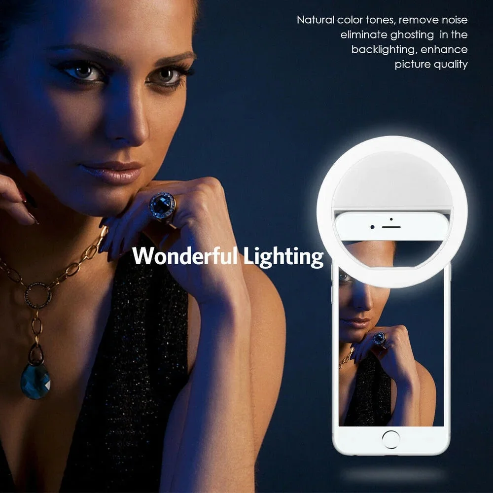 Anillo de luz Led para Selfie, carga USB, luz LED de relleno para Selfie, teléfono móvil, transmisión en vivo, vídeo, lámpara LED para anillo de Selfie para todos los teléfonos inteligentes - imagen 5
