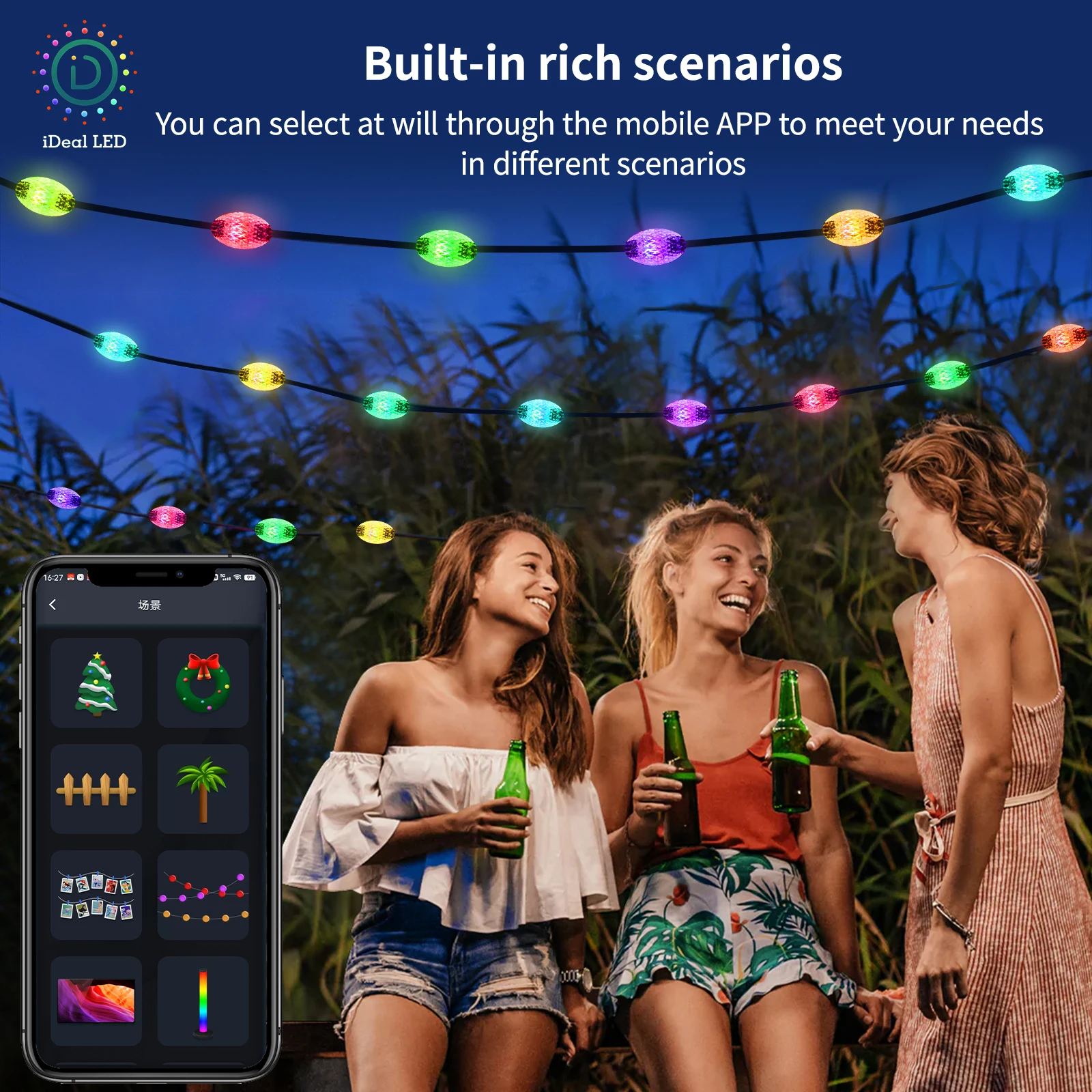 Dreamcolor diamond shap USB LED String Light WS2812B guirnalda de luces de hadas para decoración de fiesta de cumpleaños de Navidad a prueba de agua - imagen 5