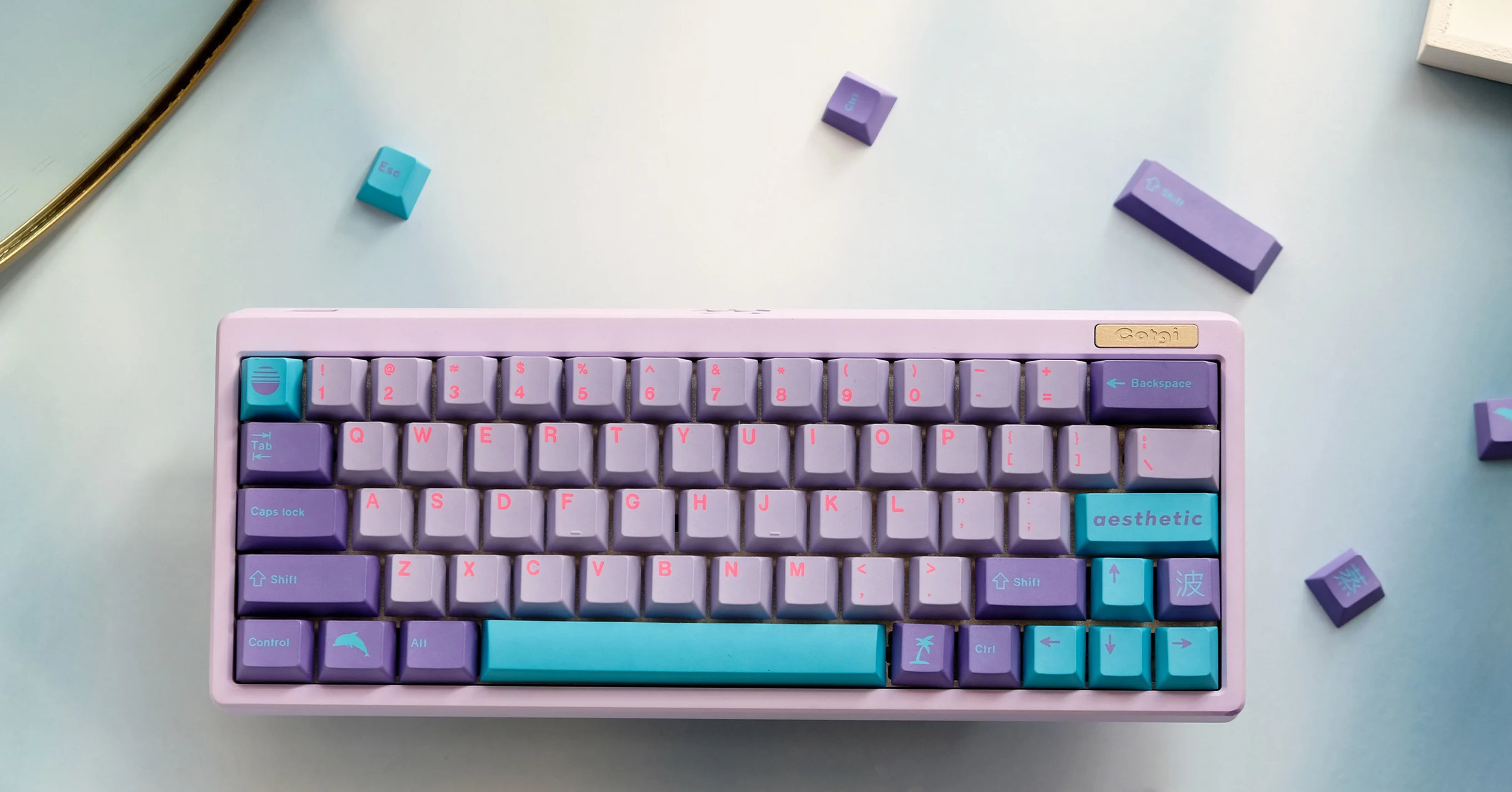 GMK-teclas Vaporwave para teclado mecánico, accesorio con 129 teclas, perfil de cereza, DYE-SUB, personalizadas, GMK - imagen 5