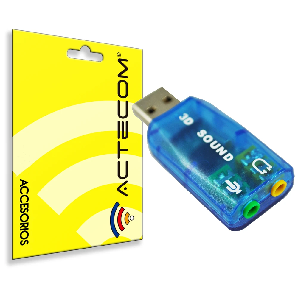 Actecom Tarjeta de Sonido USB Externa Adaptador Audio 5.1 Micrófono 3.5mm Conector Jack para PC Laptop Altavoces Auriculares - imagen 2