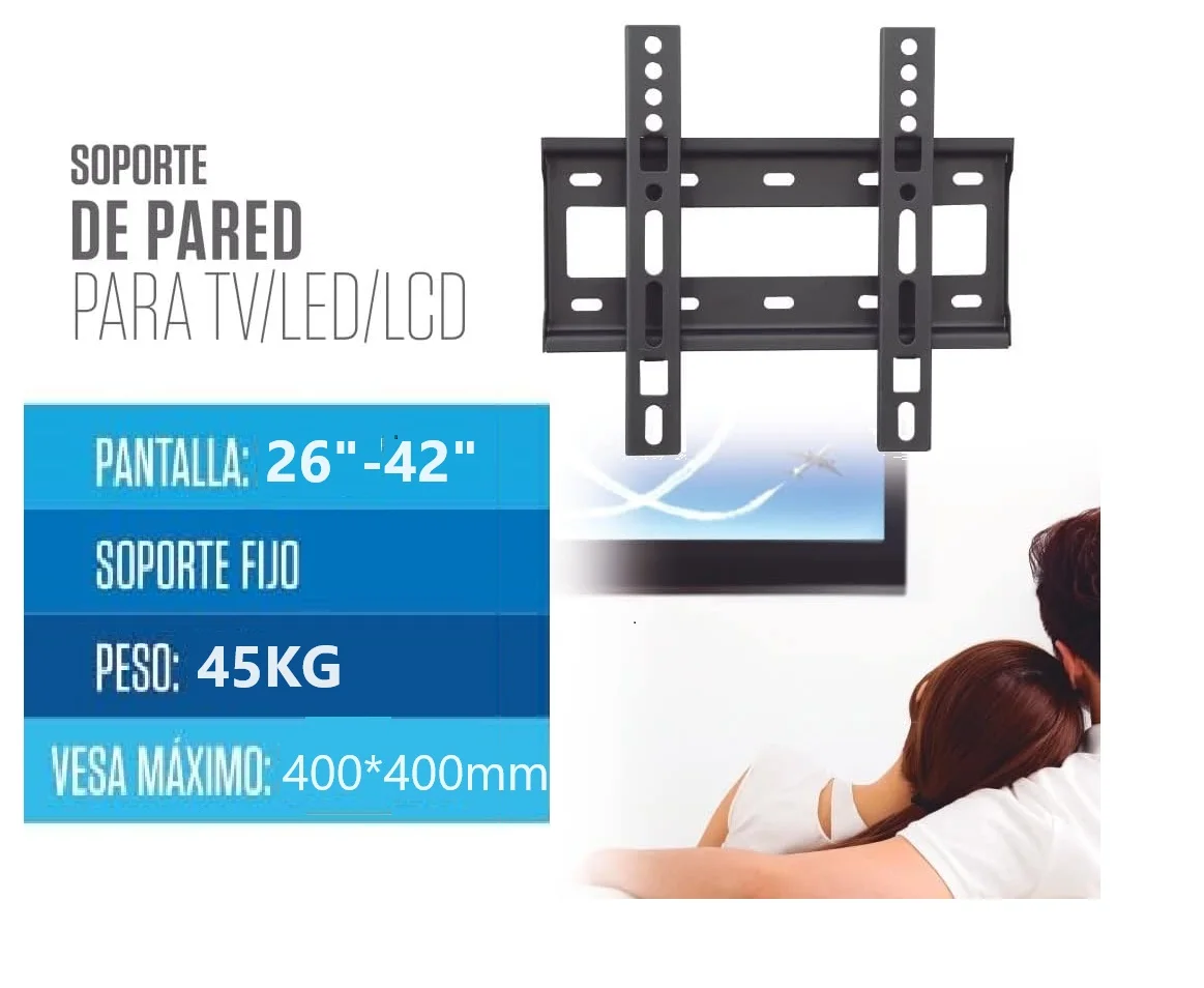 FGNS Soporte de pared universal fijo para monitores o televisores LED, OLED, LCD, Plasma de 32" hasta 65",Soporte de Televisores en Pared con Carga de 60 kg, VESA máx. 600 x 400 mm, Negro - imagen 5