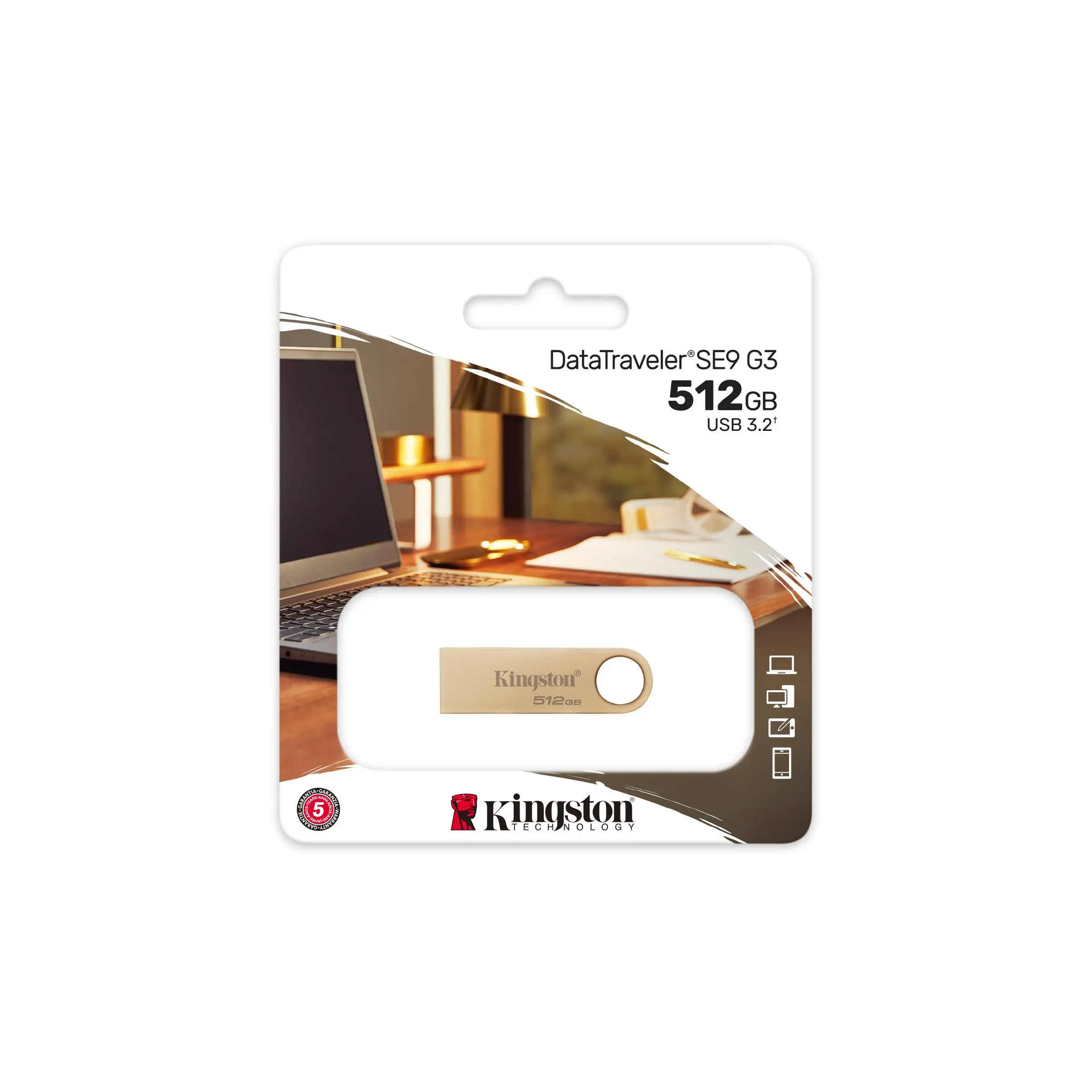 Kingston technology datatraveler se9 g3 usb flash drive 512 gb usb type a 3.2 gen 1 (3.1 gen 1) gold - imagen 5
