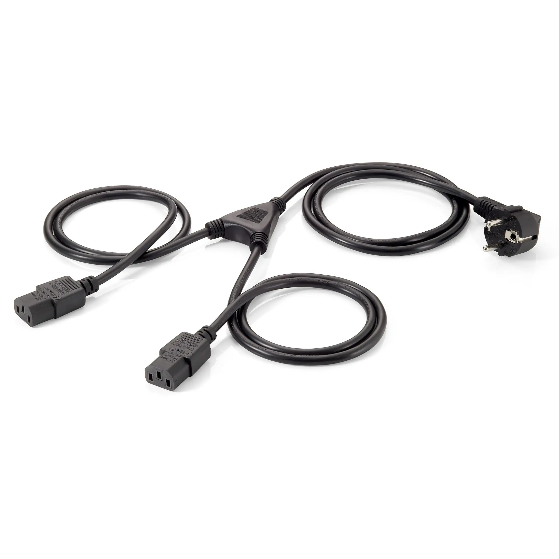 Equip 112220 transmission cable 1.8m with F plug and C13 coupler, black color, perfect for connecting devices; CE certified, ideal for EU wall sockets and universal use.