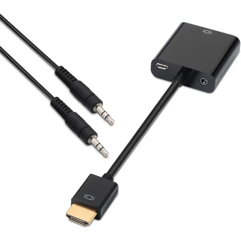 Aisens A122-0126 HDMI to SVGA Adapter with Audio, 0.1m cable length, supports 1080p resolution and 1600x1200 pixels, plug and play design for easy connectivity, perfect for connecting VGA displays to HDMI devices. - imagen 3