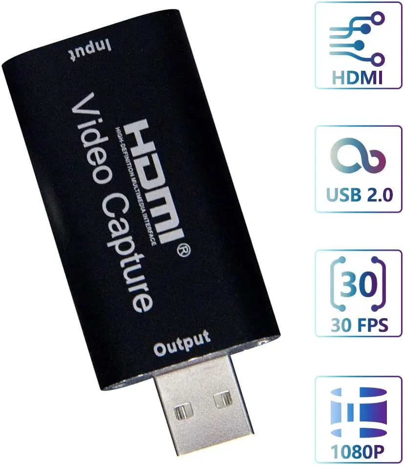 Capturadora De Video, 4K HDMI a USB  Vídeo Game Capture 1080P 60FPS, Transmisión en Vivo para Juegos, Enseñanza, Transmisión, Videoconferencia(Negro) - imagen 2