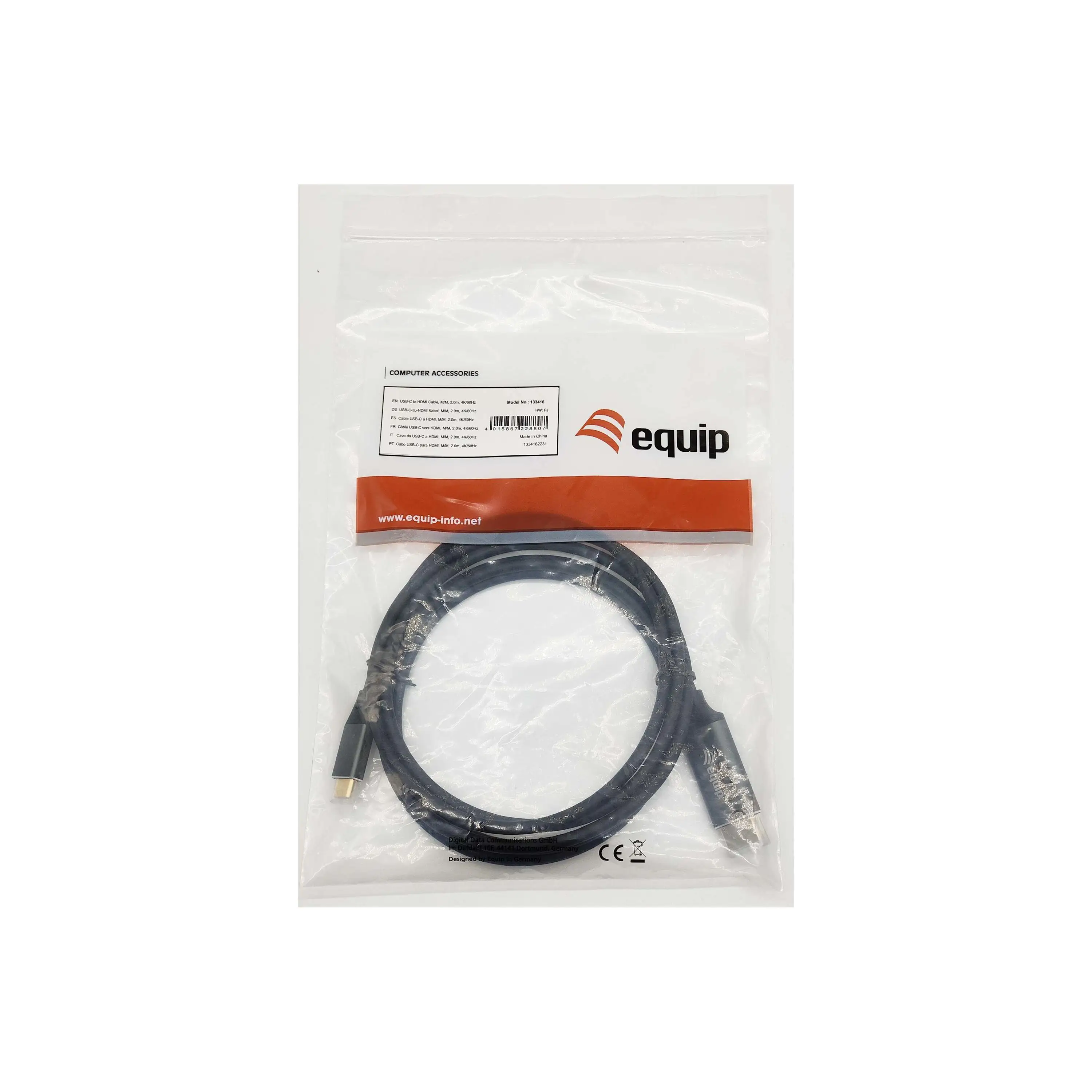 Equip 133416 adaptador de cable de vídeo 2 m USB Tipo C HDMI tipo A (Estándar) Gris, Negro - imagen 4