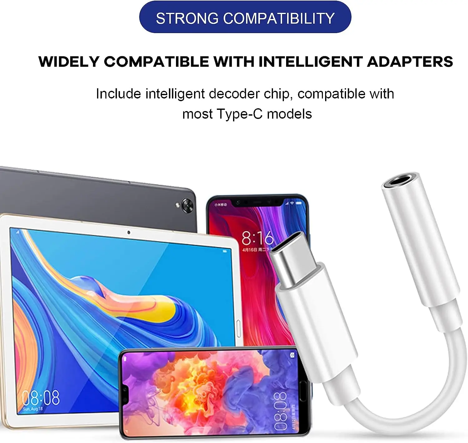 FGNS Adaptador USB C a Jack de 3,5 mm, Adaptador Auxiliar Tipo C a Conector para Auriculares, Adaptador de Audio para Auriculares USB Tipo C, Adaptador de Auriculares Tipo C Compatible con Samsung Galaxy, MacBook Pro, iPad, Huawei, OPPO, Vivo, etc. - imagen 4