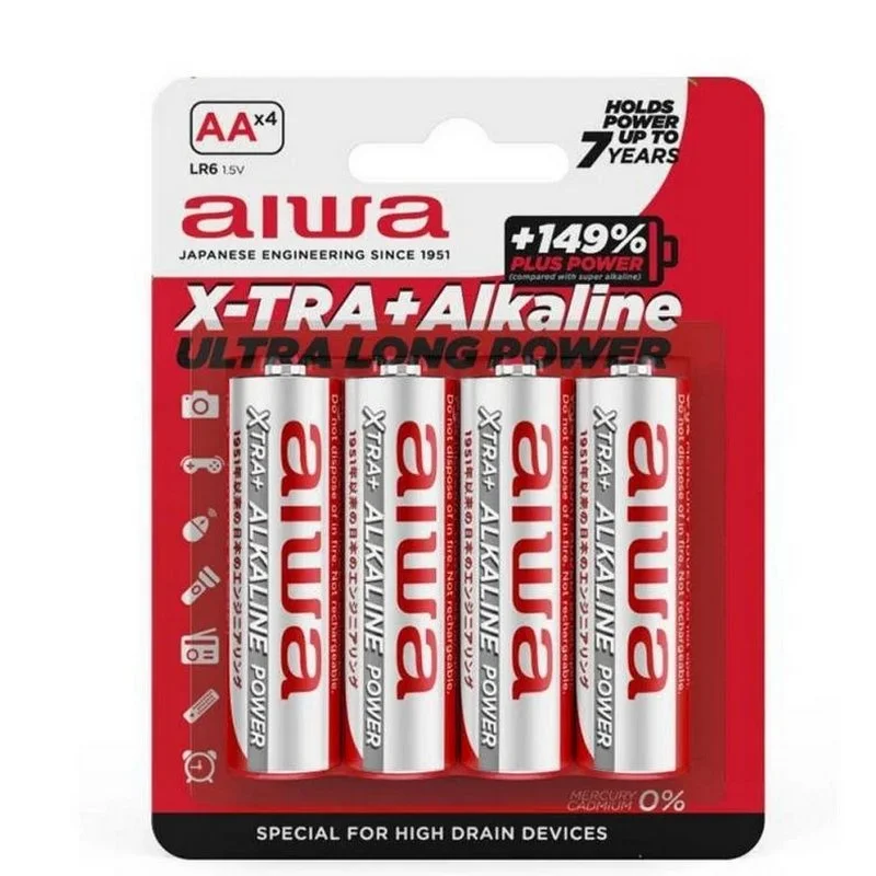 Aiwa X-TRA Alcaline Pack de Pilas Alcalinas AA LR06 1.5V 4 Unidades