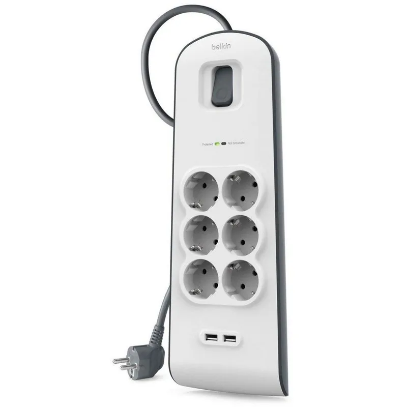 Belkin BSV604VF2M Regleta 6 Tomas   2 USB con Protección