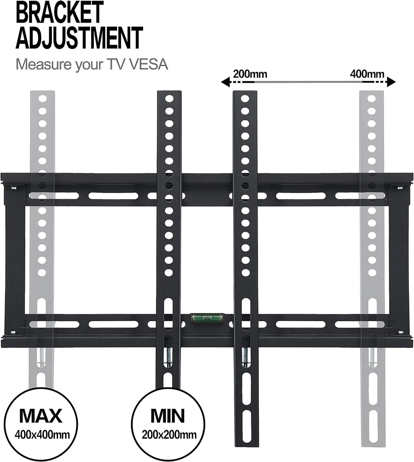 FGNS Soporte de pared universal fijo para monitores o televisores LED, OLED, LCD, Plasma de 32" hasta 65",Soporte de Televisores en Pared con Carga de 60 kg, VESA máx. 600 x 400 mm, Negro - imagen 3