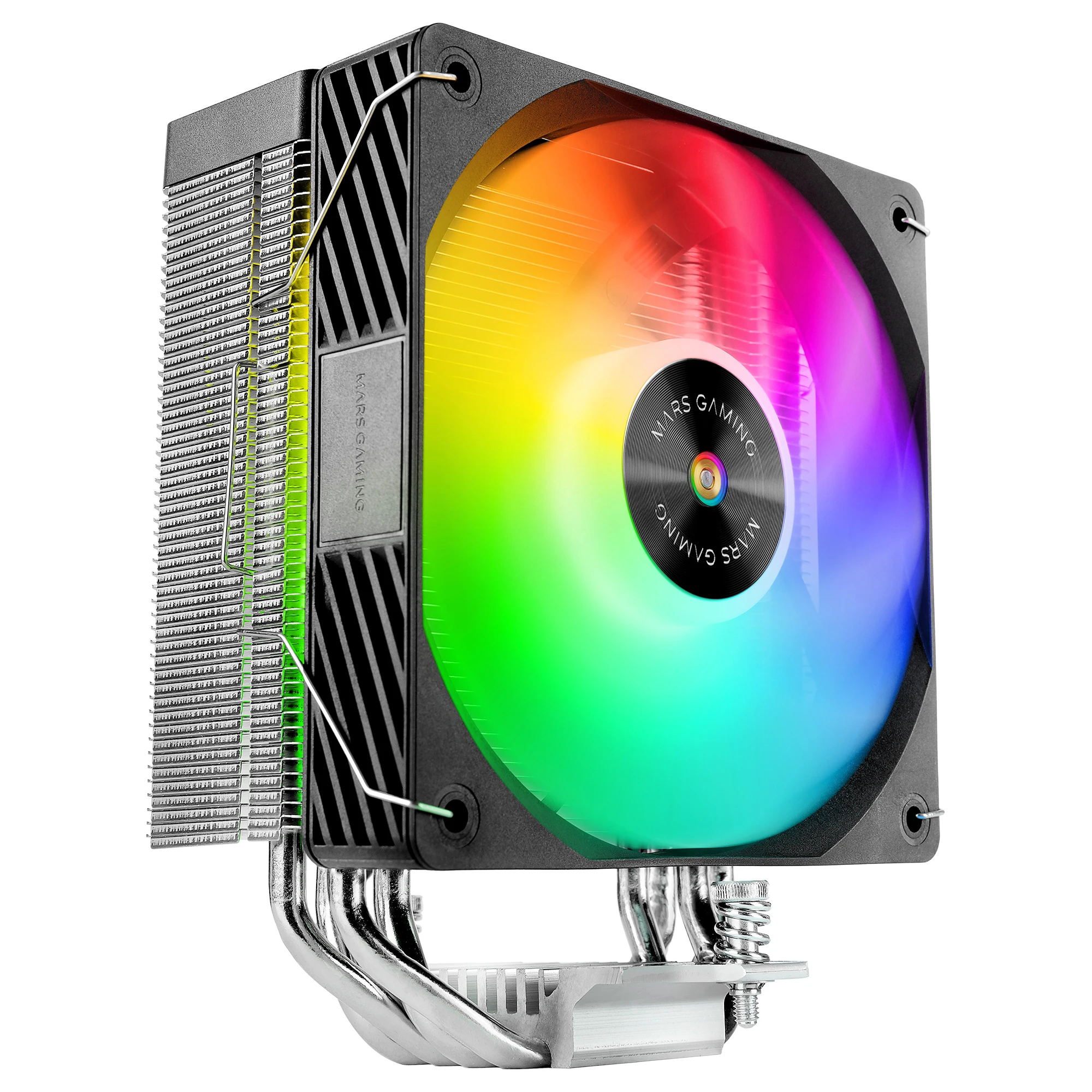 Mars Gaming MCPU-X4ARGB, Disipador CPU 220W TDP, 4x Heatpipes HCT Nueva Generación, Ventilador PWM SI Extreme-Silent ARGB 120mm, Núcleo de Cobre Hiperbalanceado, Compatibilidad Intel y AMD, Disipador PC Negro o Blanco